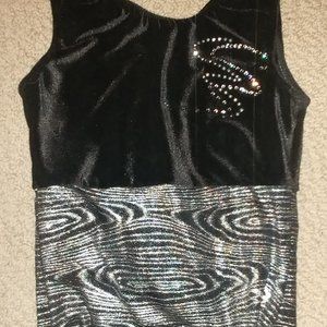 Kids Black and Silver Dance/Gymnastics Velvet Leotard